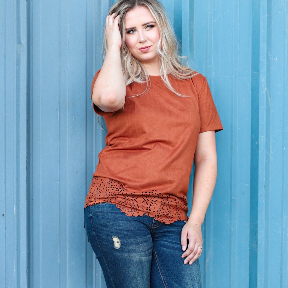 Faux suede top